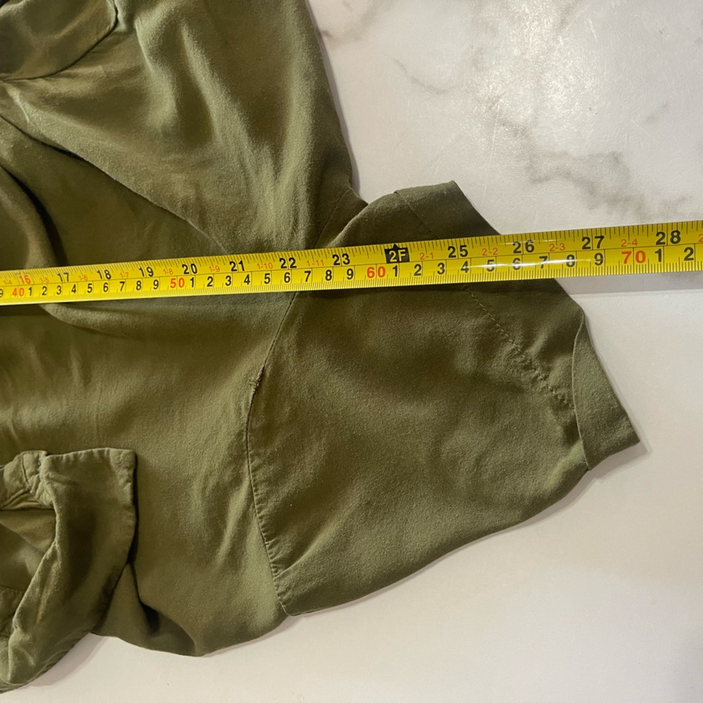 Forever 21 Olive Green Twist Front Crop Blouse | M | Collared Short Sleeve - Picture 8 of 10